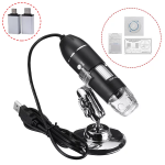 Microscopio Digital Ajustable 1600X, 2MP, 1080P, 8 LED, USB para PC y Smartphone + Adaptadores Micro USB y Tipo C