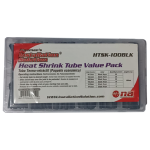 Caja con 100 Piezas de Termoencogible, Color Negro, de Distintas Medidas, HTSK-100BLK