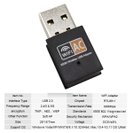 Adaptador USB WiFi 600Mbps de 2.4GHz + 5GHz - Image 2