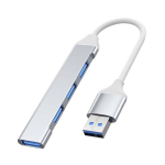 Hub USB 3.0, 4 Puertos Tipo Barra, Plateado