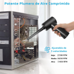 Sopladora de Aire Inalámbrico de 3 Velocidades para Limpieza de PC + Accesorios, 68W, 5VDC 2A - Image 2