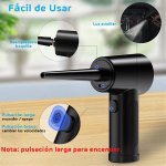 Sopladora de Aire Inalámbrico de 3 Velocidades para Limpieza de PC + Accesorios, 68W, 5VDC 2A - Image 3