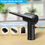 Sopladora de Aire Inalámbrico de 3 Velocidades para Limpieza de PC + Accesorios, 68W, 5VDC 2A - Image 5
