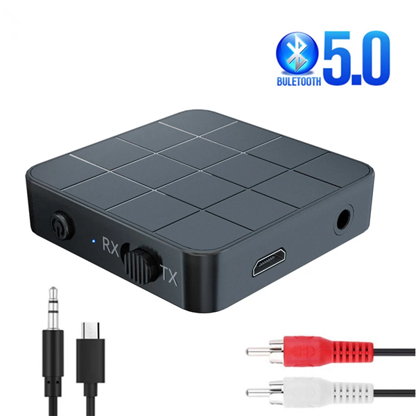 Transmisor y receptor Bluetooth 5.0, adaptador Bluetooth inalámbrico 3 en  1, adaptador de audio Bluetooth con salida estéreo AUX de 0.138 in para TV