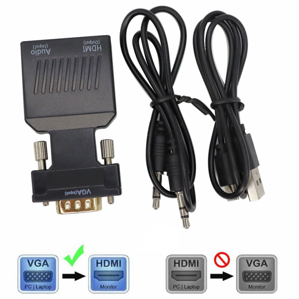 Adaptador VGA a HDMI, HD 1080P – ELECTRÓNICA GUATEMALA OXDEA
