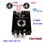Placa Amplificadora de Audio Digital TDA7498E, 2X160W, con Bluetooth 5.0, ZK-1602T