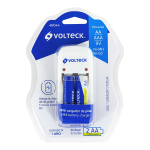 Cargador de Pilas AA, AAA y 9V, Incluye 2 Pilas AA, Volteck