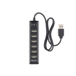 Hub 7 Puertos USB 2.0 Tipo Regleta Color Negro, con Switch