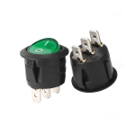 Switch Rocker On-Off Redondo Verde/Negro, 125VAC 10A – 250VAC 6A