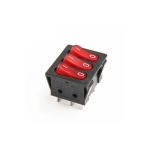 Switch Balancín Rectangular Triple con Luz, ON-OFF, 125VAC 20A – 250VAC 16A