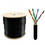 Bobina de Cable de Red para Exteriores con Gel, CAT5E de 8 Hilos, Color Negro