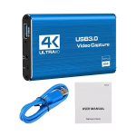 Tarjeta Capturadora de Video y Audio Compatible con HDMI, USB 3.0, 4K, 60FPS, Color Azul