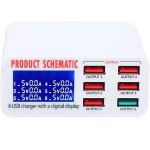 Cargador Inteligente con pantalla Digital y 6 Puertos USB, Sunshine SS-304Q