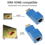 Par de Extensores Compatibles con HDMI 1080P, Hasta 30 Metros para Cable Ethernet CAT5e y CAT6, Color Azul - Image 3