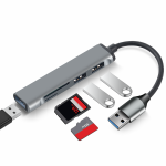 Hub USB 3.0 de 3 Puertos USB, Puerto SD y TF, Plateado - Image 2