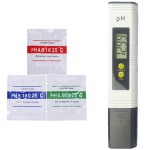 Medidor Digital de PH de Agua con Rango de Medición de 0.00-14.00 + 3 Sobres de Solución para Calibración, Color Blanco