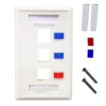 Placa de Montaje de 3 Puertos, Color Blanca, SPRYWIRE SW-FP03A