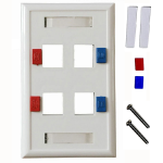 Placa de Montaje de 4 Puertos, Color Blanca, SPRYWIRE SW-FP04A