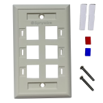 Placa de Montaje de 6 Puertos, Color Blanca, SPRYWIRE SW-FP06A