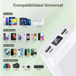 Power Bank 20000 mAh 74W, 5VDC 2.1A, 10.5W, Color Blanco, GAR117 - Image 4