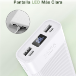 Power Bank 20000 mAh 74W, 5VDC 2.1A, 10.5W, Color Blanco, GAR117 - Image 3