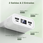 Power Bank 20000 mAh 74W, 5VDC 2.1A, 10.5W, Color Blanco, GAR117 - Image 2