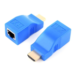 Par de Extensores Compatibles con HDMI 1080P, Hasta 30 Metros para Cable Ethernet CAT5e y CAT6, Color Azul