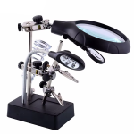Tercera Mano con Lupa + Soporte para Cautín + Luces Led y Cargador, MG16129-C