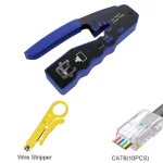Ponchadora para RJ45 de Paso Cat5 y Cat6 + Pelacables + 10 Conectores RJ45 CAT6 de Paso