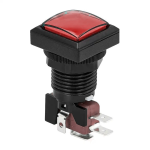 Pulsador Arcade Cuadrado con Switch para Máquina de Videojuegos 25 mm, Color Rojo