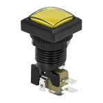 Pulsador Arcade Cuadrado con Switch para Máquina de Videojuegos 25 mm, Color Amarillo