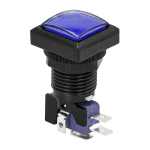 Pulsador Arcade Cuadrado con Switch para Máquina de Videojuegos 25 mm, Color Azul