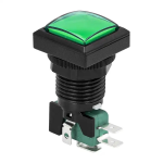 Pulsador Arcade Cuadrado con Switch para Máquina de Videojuegos 25 mm, Color Verde