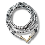 Cable Auxiliar de Audio 3.5mm Macho-Macho con Cubierta de Nylon, 1 Metro, Color Blanco/Negro