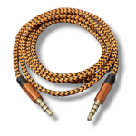 Cable Auxiliar de Audio 3.5mm Macho-Macho con Cubierta de Nylon, 1 Metro, Color Negro/Naranja