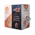 Bobina de Cable de Red de 305 mts para Exteriores de Un Forro, CAT5E de 8 Hilos, Color Negro, SPRYWIRE