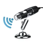 Microscopio Digital Ajustable 1000X, 2MP, 1080P, 8 LED, para Smartphone con Conexión WiFi + Soporte, Color Negro, W05A