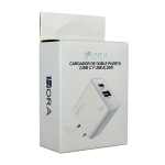 Cubo de Carga de 20W USB Tipo C y USB A, Color Blanco, GAR161