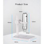 Microscopio Digital Ajustable 1000X, 2MP, 1080P, 8 LED, USB para PC y Smartphone con Conexión WiFi + Soporte Dentado, Color Gris - Image 6