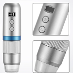 Microscopio Digital Ajustable 1000X, 2MP, 1080P, 8 LED, USB para PC y Smartphone con Conexión WiFi + Soporte Dentado, Color Gris - Image 2