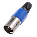 Plug XLR Macho de 3 Pines, Azul/Plateado