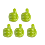 Paquete de 5 Soportes para Cable, Tipo Pulgar, Color Verde Limón