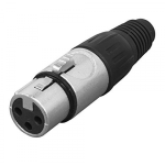 Plug XLR Hembra de 3 Pines, Negro/Plateado, XL6F