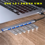 Hub USB de 7 Puertos Tipo Barra, Plateado - Image 3