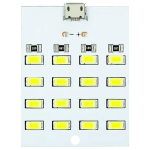 Panel de 16 Luces LED Blanco Frío 5730, 5VDC 430mAh~470mAh, Micro USB