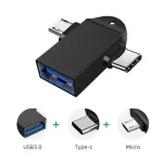 Adaptador OTG Tipo C/Micro USB, Color Negro