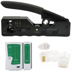 Ponchadora para RJ45 con Conmutador CAT7 a CAT5 Integrado + 100 Conectores RJ45 CAT5E + Tester