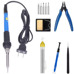 Cautín con Temperatura Ajustable 200-450 °C de 60W + Accesorios