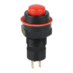 Mini Switch Push Redondo NA, Color Rojo/Negro, 2 Pines