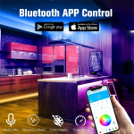 Tira de Luces Led RGB 5050 de 2 Rollos de 30 mts cada Uno, no Impermeable, con Control Remoto de 24 Teclas, con Sincronización de Música, Controlable con Aplicación Bluetooth - Image 2